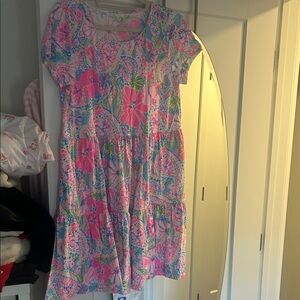 Lilly Pulitzer Pink and Blue Paisley Midi Dress